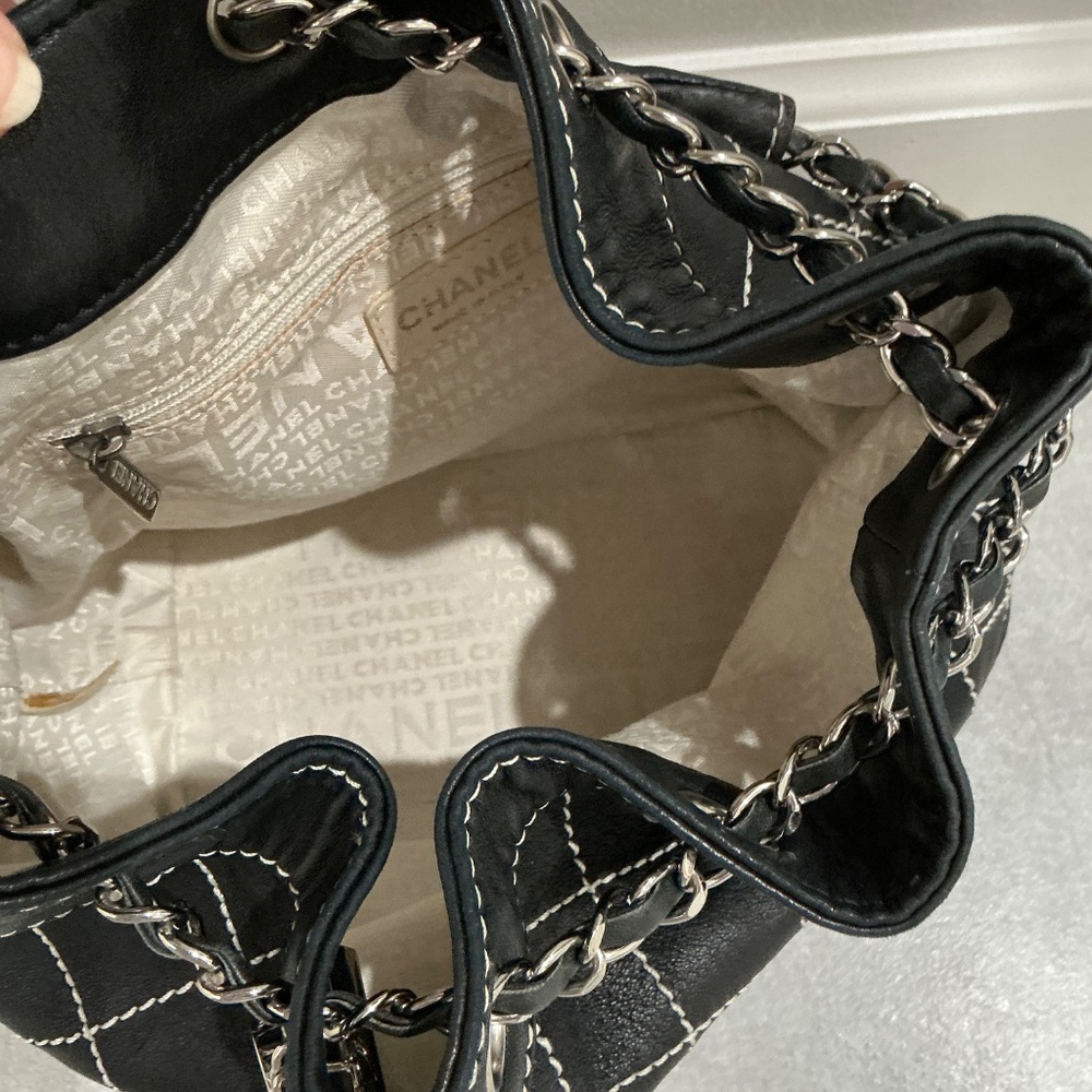 CHANEL Black  Quilted Leather Wild Stitch Bucket  Bag with Silver hardware - Picture 8 of 15